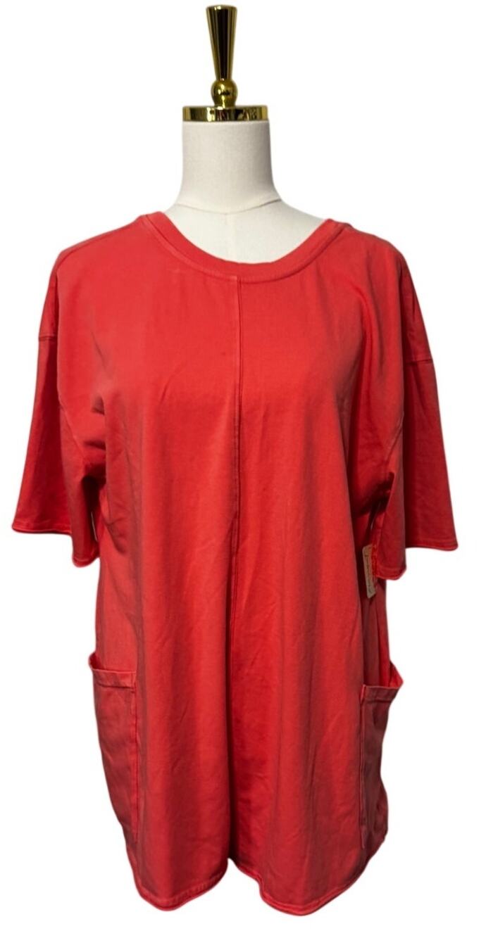 Free People "Hot Shot" Tee Romper, Hibiscus/Tulip Pink, size XS, New With Tags